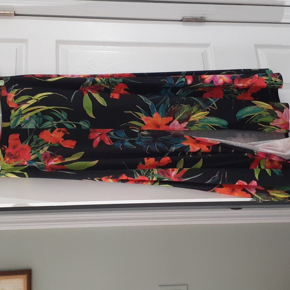 Bisou Bisou Hawaiian Tropical High slit Maxi skirt size large